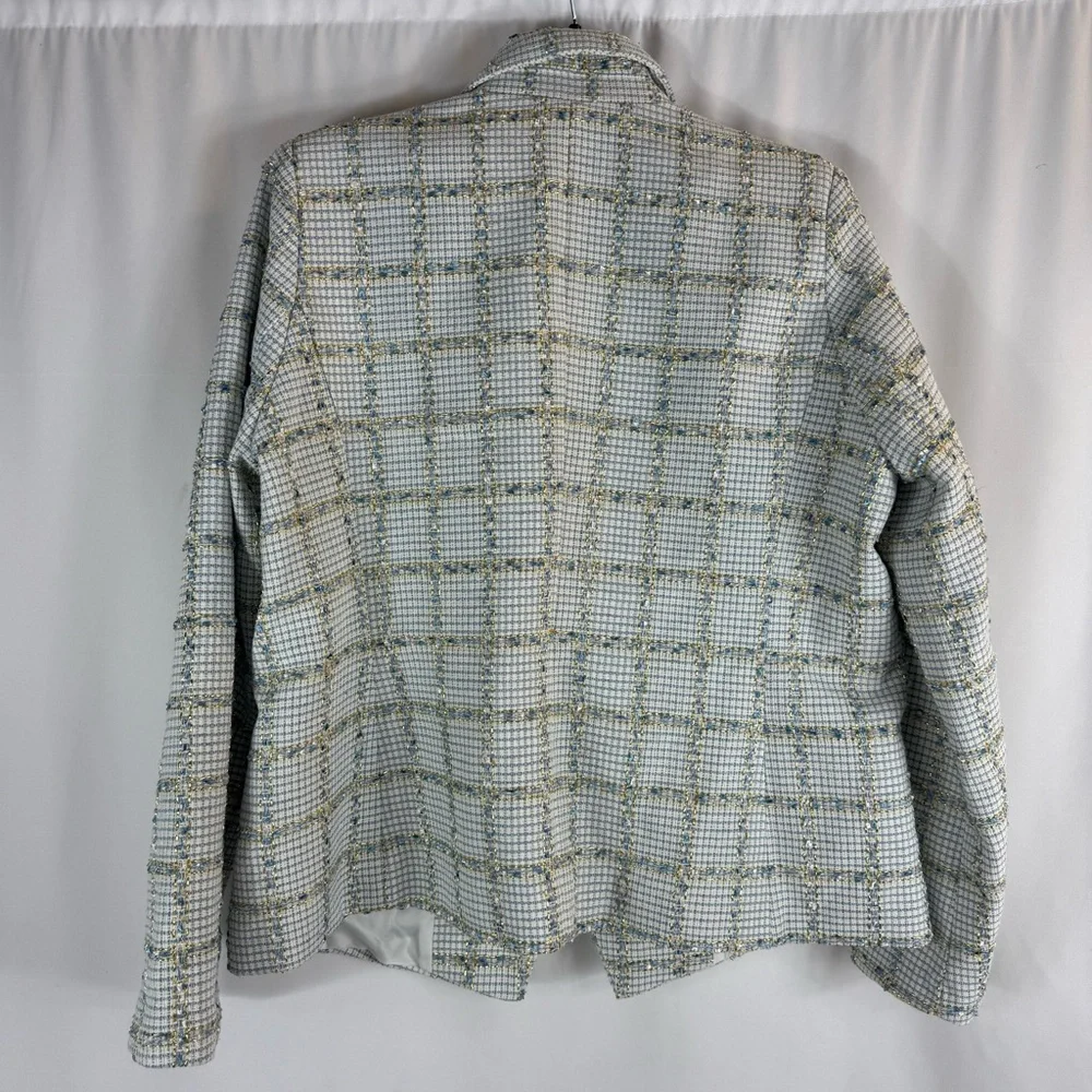 Rachel Zoe tweed blazer size: XL white and blue color With Gold Button - Picture 9 of 13